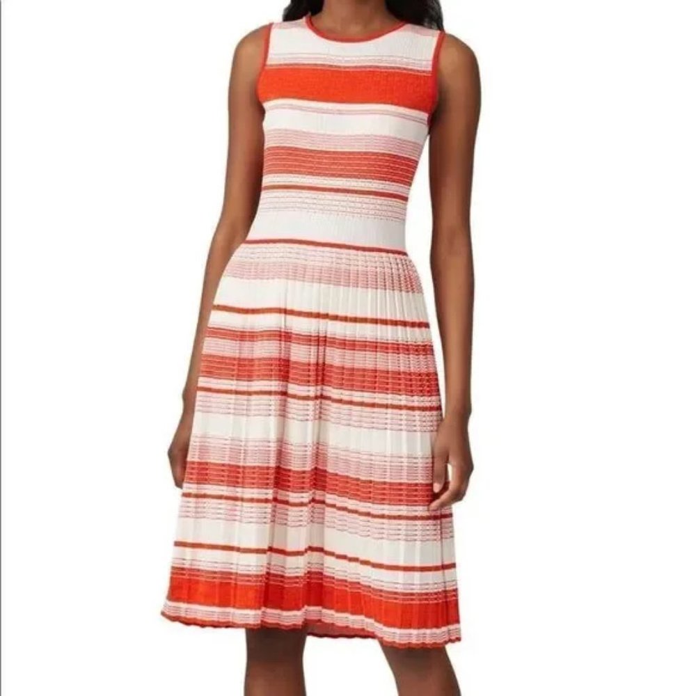 KATE SPADE knit dress Sz XS MAKO COTTON + VISCOSE PLEATED stripes A SUBLIME GEM